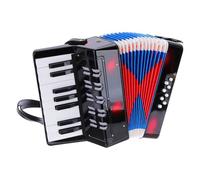sourcing map Fisarmonica, 17 tasti, 8 tasti basso, fisarmonica giocattolo mini strumento musicale leggero per adulti principianti educativo, nero