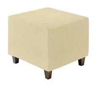 sourcing map Fodera per pouf quadrata, fodera per pouf in jacquard con base elastica, copri poggiapiedi estensibili per la protezione dei mobili da salotto (giallo, piccolo)