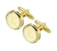 sourcing map Gemelli classici da uomo con iniziale, gemelli in rame per uomo A-Z alfabeto 26 dorato lettera L smoking gemelli con scatola regalo per casual a formale, matrimonio marito