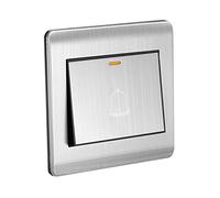 sourcing map Interruttore a pulsante Campanello porta Argentato AC 250V 16A Acciaio Inossidabile 86mmx86mm