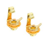 sourcing map Jack di ingresso per chitarra, jack stereo da 6,35 mm, per montaggio a pannello, presa dorata, per chitarra, basso, altoparlanti, interruttore a pedale, 2 pezzi