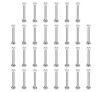 sourcing map Kit assortito di viti a testa esagonale M3 x 30 mm in acciaio inox 304, dadi, rondelle piatte e di bloccaggio, completamente filettate, finitura brillante per casa, elettronica, macchina