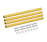 sourcing map Kit asta di prolunga filettata, filettatura M10 9,8 "dado di accoppiamento connettore manica rotonda con dado esagonale filettato, tono oro 4 set