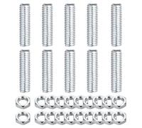 sourcing map Kit di 10 capezzoli per tubi da 3 cm con dadi di bloccaggio, M8 x 1,25 grossolani tutti filettati tubo cavo per riparazione lampade da soffitto, montaggio fai da te, zinco bianco