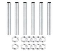 sourcing map Kit di 6 nippli per tubi della lampada da 8,9 cm con dadi di bloccaggio, M12x1 fine tutto filettato tubo cavo lampada riparazione hardware di fissaggio per lampadari da soffitto montaggio