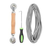 sourcing map Kit di riparazione per finestre, 0,12 "x 10 m, con strumento a rullo e gancio di rimozione scanalature, per installazione e sostituzione della rete, grigio