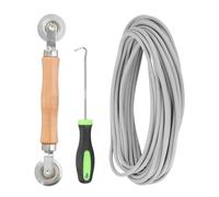 sourcing map Kit di riparazione per finestre, 0,6 cm x 10 m, con strumento a rullo e gancio di rimozione scanalature, per installazione e sostituzione della rete, grigio