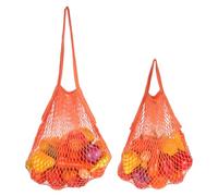 sourcing map La maglia riutilizzabile produce la corda portatile lavabile del cotone della borsa delle borse di stoccaggio con la maniglia lunga per lo shopping, Arancione, Portatile