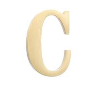 sourcing map Lettera per la casa da 4,6 cm, in ottone, autoadesiva, con finitura spazzolata, per indirizzi esterni, ufficio, hotel, appartamenti, giardino (lettera C, tonalità oro)