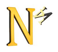 sourcing map Lettere per la casa da 10 cm, in acrilico, autoadesive, lettere per porta, finitura a specchio, cartelli per indirizzi esterni, per ufficio, hotel, appartamenti, giardino (oro, lettera N)