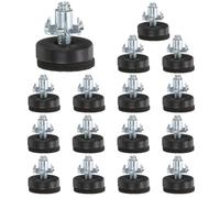 sourcing map Livellatore per mobili con filettatura da 0,6 cm, 16 pezzi, 17 mm, piedini regolabili per mobili con dadi filettati a vite per gambe di livellamento per sedie da tavolo, colore nero