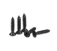 sourcing map M3,5 x 18mm Legno Viti Phillips Piatto Testa Carbone Acciaio Auto Maschiatura Viti Nere 200pz