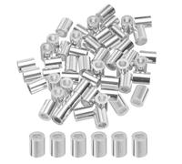 sourcing map Manicotto a crimpare in alluminio da 0,3 cm, 3 mm, ghiera rotonda singola per estremità del cavo metallico, argento, 50 pezzi
