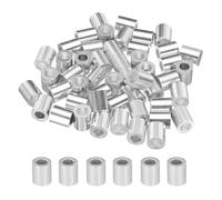 sourcing map Manicotto a crimpare in alluminio da 3/16" 5 mm, ghiera rotonda singola per estremità del cavo metallico, argento, 50 pezzi
