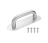 sourcing map Maniglie per porte da fienile, 20,3 cm, in acciaio inox, resistente, maniglia per cancello commerciale, con viti, per capannone da garage, ovale, 20,1 x 6,6 cm, argento
