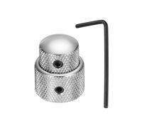 sourcing map Manopole di controllo concentriche impilate doppie, manopole di controllo audio universali in metallo da 1/4 di pollice con chiave per chitarra elettrica, basso, argento