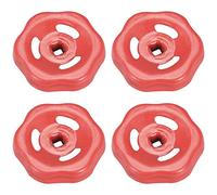 sourcing map Metallo Esterno Rubinetto Tubo Flessibile Bibb Rotonda Ruota Maniglia, Quadrato Broccia 6x6mm, Ruota OD 50mm Vernice Ferro Rosso 4 Pz