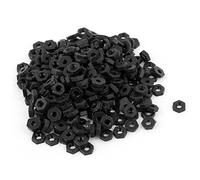 sourcing map Metriche M2 Filo Nylon dispositivo di bloccaggio dadi esagonali nero 100pz