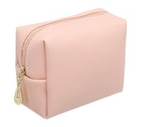 sourcing map Mini borse per il trucco, borsa impermeabile da viaggio in PU per articoli da toeletta borsa portatile per trucco, borsa cosmetica carina preppy con cerniera, Rosa carne.