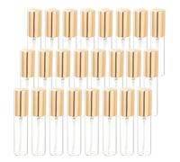 sourcing map Mini bottiglie di profumo in vetro da 7 ml, 25 flaconi spray vuoti ricaricabili, con ugello alluminizzato, per profumi, liquidi da viaggio, oli essenziali (trasparente/oro)