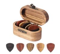 sourcing map Mini custodia in legno per plettro per chitarra, con 5 scanalature, scatola acustica per basso elettrico e ukulele, 2,5 mm