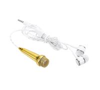 sourcing map Mini microfono piccolo microfono portatile Mini microfono con auricolare per cantare registrazione vocale video per telefono Computer Notebook Oro