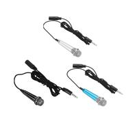 sourcing map Mini microfono portatile con auricolare, 3 pezzi, per cantare e registrare video per telefono, nero, argento, blu