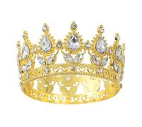 sourcing map Mini topper per torta a forma di corona, in lega, con scritta "Queen Princess Little Crown Tiara Cupcake a forma di cuore con cristallo", decorazione per torta di compleanno, festa di