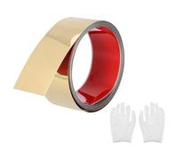 sourcing map Modanatura autoadesiva in acciaio inossidabile, finitura a specchio color oro con guanti, rivestimento decorativo per specchio da parete, decorazione per la casa, 5 cm x 20 m