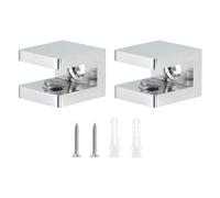 sourcing map Morsetto per mensola in vetro, 2 pezzi, in rame argento, regolabile, per vetro spesso 5-8 mm, staffa di supporto per pannello fisso a U