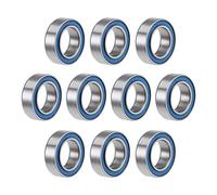 sourcing map MR106-2RS - Cuscinetti a sfera profondi, diametro interno 6 mm, diametro 10 mm, diametro esterno 3 mm, foro doppio sigillato, in acciaio cromato, guarnizione blu, Z2, 10 pezzi