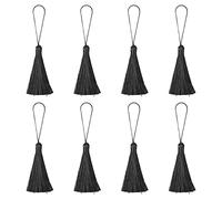 sourcing map Nappe per segnalibri, 8 pezzi, 16,5 cm, morbide e setose, con passanti per portachiavi, laurea, accessori fai da te, fatti a mano, colore nero