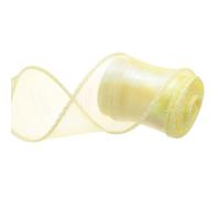 sourcing map Nastro in organza trasparente, 40 mm di larghezza, luccicante, in chiffon iridescente, color pastello e iridescente, 2,7 m, giallo, per confezioni regalo, bouquet, fiocchi per matrimoni