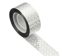 sourcing map Nastro riflettente per uccelli, 50 m x 2,4 cm, nastro riflettente in PET, nastro repellente laser floreale, per tenere lontano gli uccelli, per giardino, fattoria, casa, 1 rotolo, argento