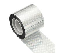sourcing map Nastro riflettente per uccelli, 50 m x 4,8 cm, nastro riflettente in PET, nastro repellente laser floreale, per tenere lontano gli uccelli, per giardino, fattoria, casa, 1 rotolo, argento