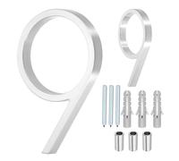 sourcing map Numeri civici galleggianti, 12,7 cm, in lega di zinco massiccio, moderno, con kit di chiodi, per casa, strada, ufficio, cassetta postale (numero 9)