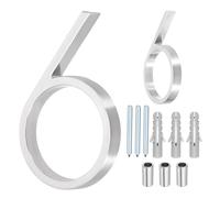 sourcing map Numeri civici galleggianti, 12,7 cm, in lega di zinco massiccio, moderno, con kit di chiodi, per casa, strada, ufficio, cassetta postale (numero 6)