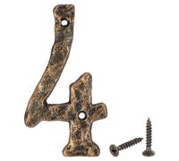 sourcing map Numero di indirizzo della casa, 14 cm, in ghisa, stile vintage, numero 4, numeri esterni per casa, strada, ufficio, cassetta postale, colore: nero e oro