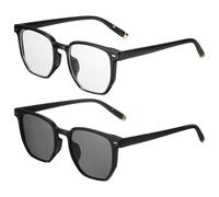 sourcing map Occhiali da sole per donne e uomini, occhiali da sole quadrati alla moda per guida, foto di shopping, Nero lucido e nero