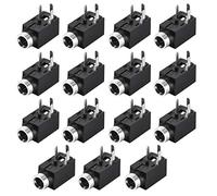 sourcing map PCB Mount 2,5 mm 3 Pin Socket Cuffie Stereo Jack Audio Video Connettore PJ210 Nero 15 Pz