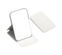 sourcing map Piccolo specchio rettangolare tascabile per borsa, 10,9 x 7,9 cm, compatto specchio per trucco con custodia in pelle, per donne, ragazze, borsa, regalo, bianco