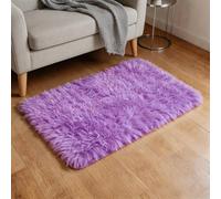 sourcing map Piccolo tappeto soffice, 40 x 60 cm, morbido tappeto a pelo lungo, lavabile, per camera da letto, bagno, auto, dormitorio, armadietti, fotografia di scena, decorazione di sfondo, viola