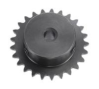 sourcing map Pignone a rullo a 25 denti tipo B, catena 25, filo singolo passo 1/4", foro 8 mm, ossido nero C45 in acciaio al carbonio con viti di fissaggio per ISO 04C
