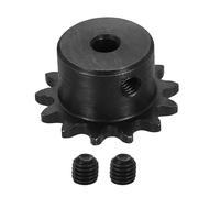 sourcing map Pignone a rullo per catena #25, foro da 5 mm, diametro esterno 29,5 mm, 13 denti, C45, in acciaio al carbonio, ANSI #25, foro rotondo con viti di fissaggio per catena ISO 04C, nero