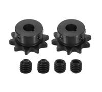 sourcing map Pignone a rullo per catena #40 con foro da 1/2", 10 denti C45 in acciaio al carbonio ANSI #40, foro rotondo con viti di fissaggio per catena ISO 08A, 2 pezzi
