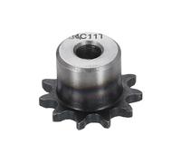 sourcing map Pignone a rullo per catena n. 25, foro da 6 mm, diametro esterno 15 mm, 11 denti, C45, in acciaio al carbonio, catena ANSI NO.25, con viti di fissaggio per catena ISO 04C