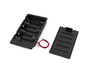 sourcing map Plastica in Serie 6 x AA 1,5V Batteria Supporto Archiviazione Custodia con Coperchio