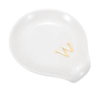 sourcing map Poggiamestolo da caffè in ceramica, 9,9 cm, resistente al calore, accessorio per tavolo da caffè, bar, cucina, piano cottura (lettera W, bianco)