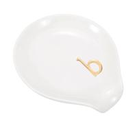 sourcing map Poggiamestolo da caffè in ceramica, 9,9 cm, resistente al calore, accessorio per tavolo da caffè, bar, cucina, piano cottura (lettera B, bianco)