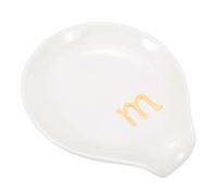 sourcing map Poggiamestolo da caffè in ceramica, 9,9 cm, resistente al calore, accessorio per tavolo da caffè, bar, cucina, piano cottura (lettera M, bianco)